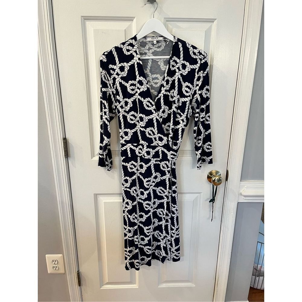 Sade New York Navy Nautical Rope Wrap Dress sz 10 EUC